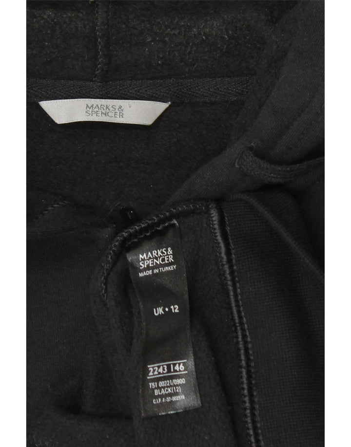Maglione con cappuccio e zip da donna Marks & Spencer UK 12 cotone nero medio