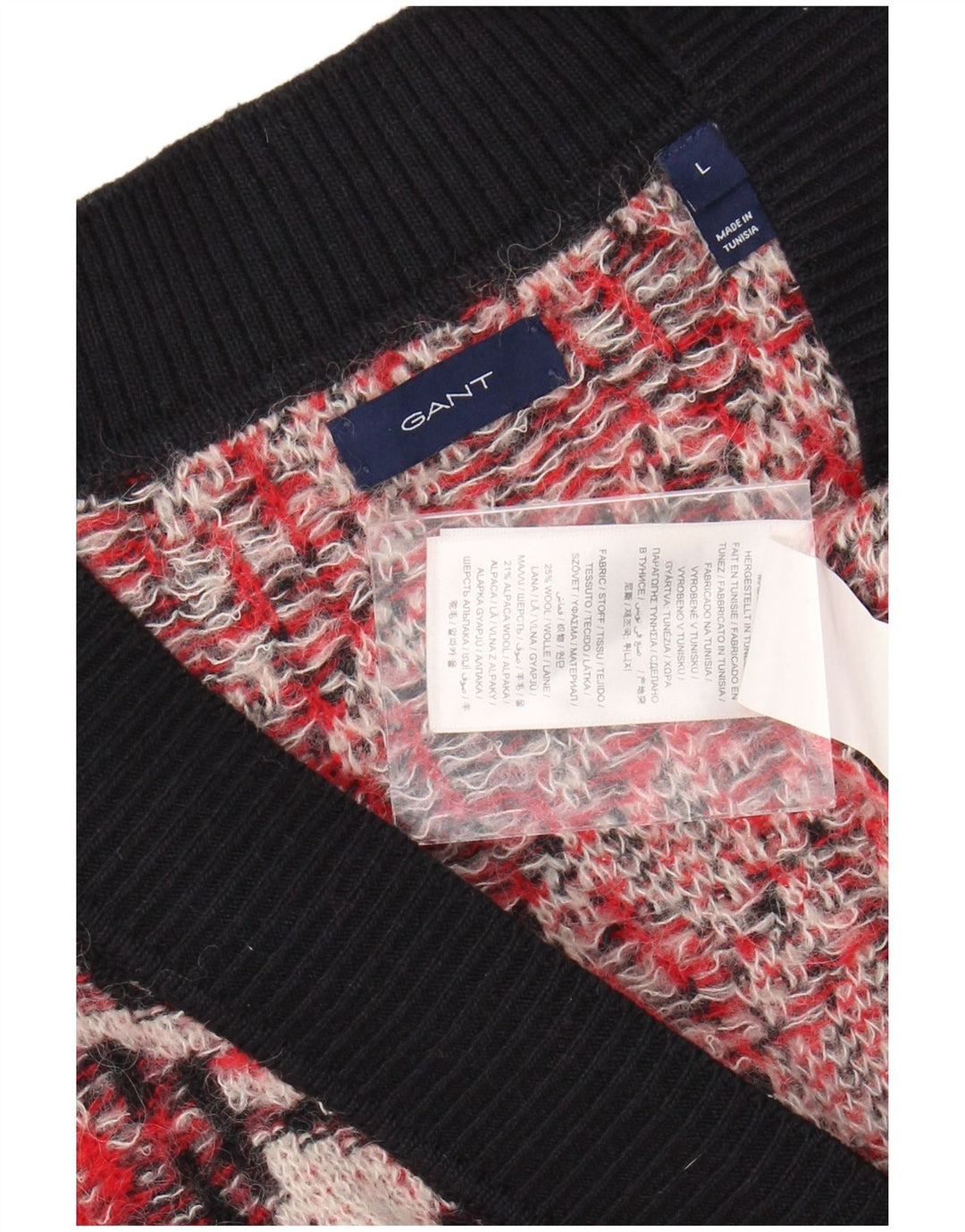 GANT Maglione oversize da donna con scollo a V UK 16 Grande pied de poule rosso