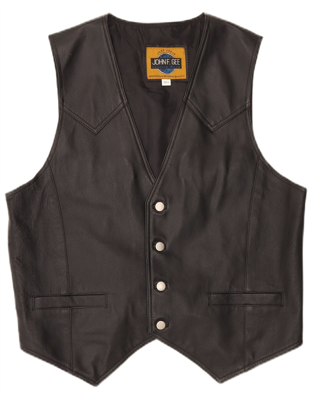 Gilet in pelle da uomo John F Gee in pelle nera media