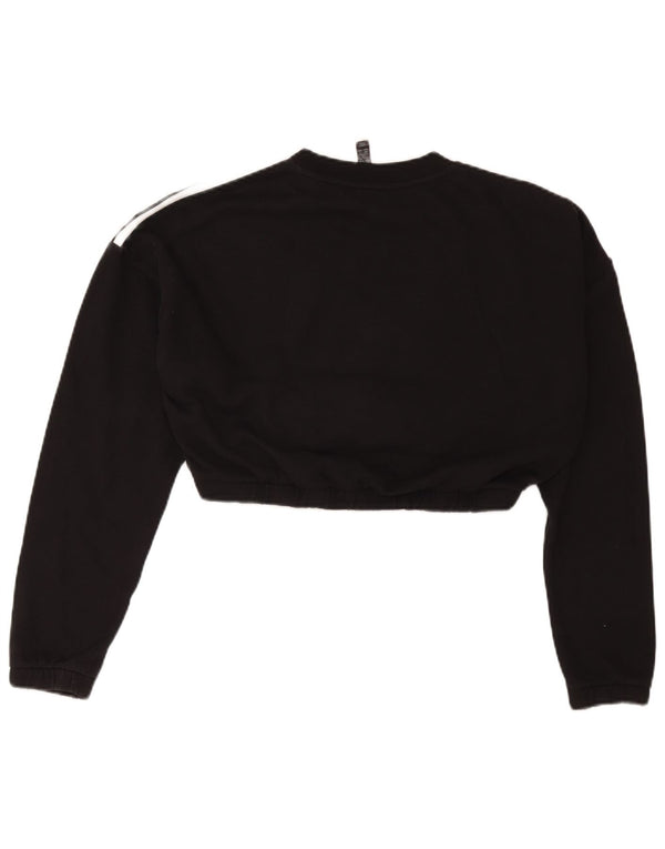 Felpa corta da donna Adidas UK 12/14 cotone nero medio