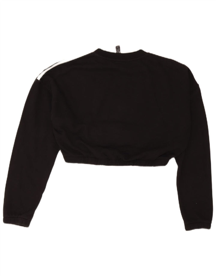 Felpa corta da donna Adidas UK 12/14 cotone nero medio