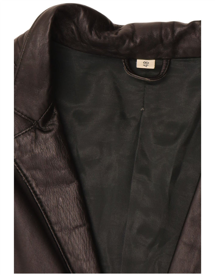 Giacca in pelle vintage da donna IT 48 XL Nera