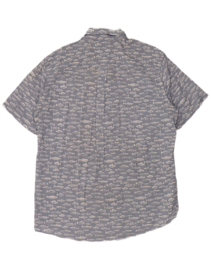 EDDIE BAUER Camicia a maniche corte da uomo con motivo astratto alto, grande blu