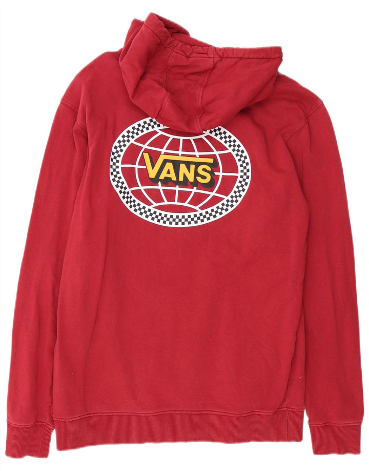 Felpa con cappuccio grafica da uomo Vans in cotone rosso medio