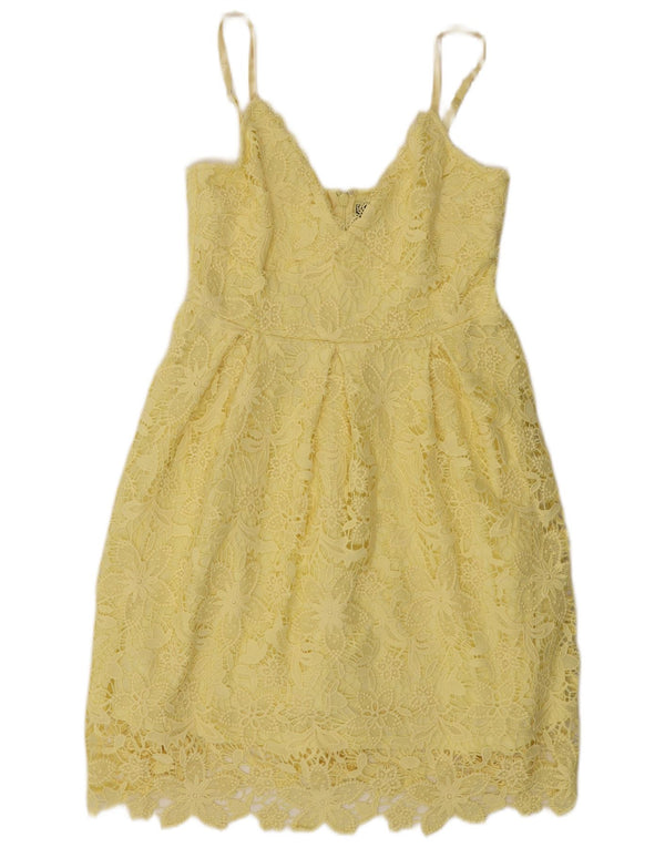 Lipsy Womens Lace Sundress UK 14 Poliestere floreale giallo medio