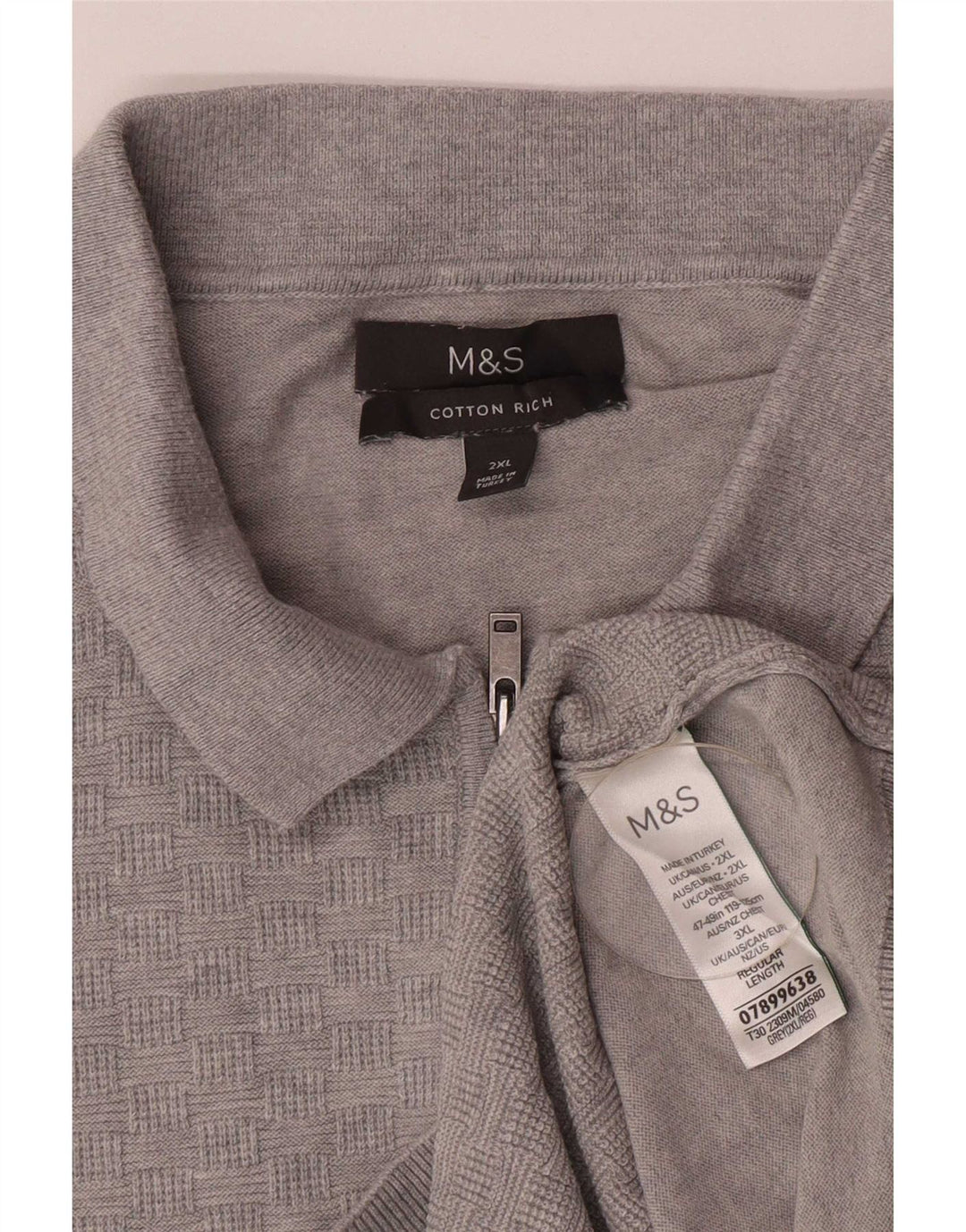 Maglione maglione collo alto da uomo Marks & Spencer 2XL cotone grigio