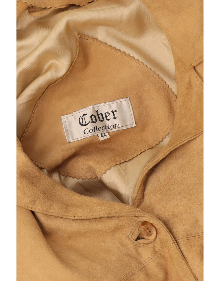 Giacca vintage da donna in pelle scamosciata IT 44 Beige medio