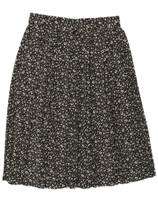 Gonna a trapezio da donna St Michael UK 16 grande W30 poliestere floreale nero