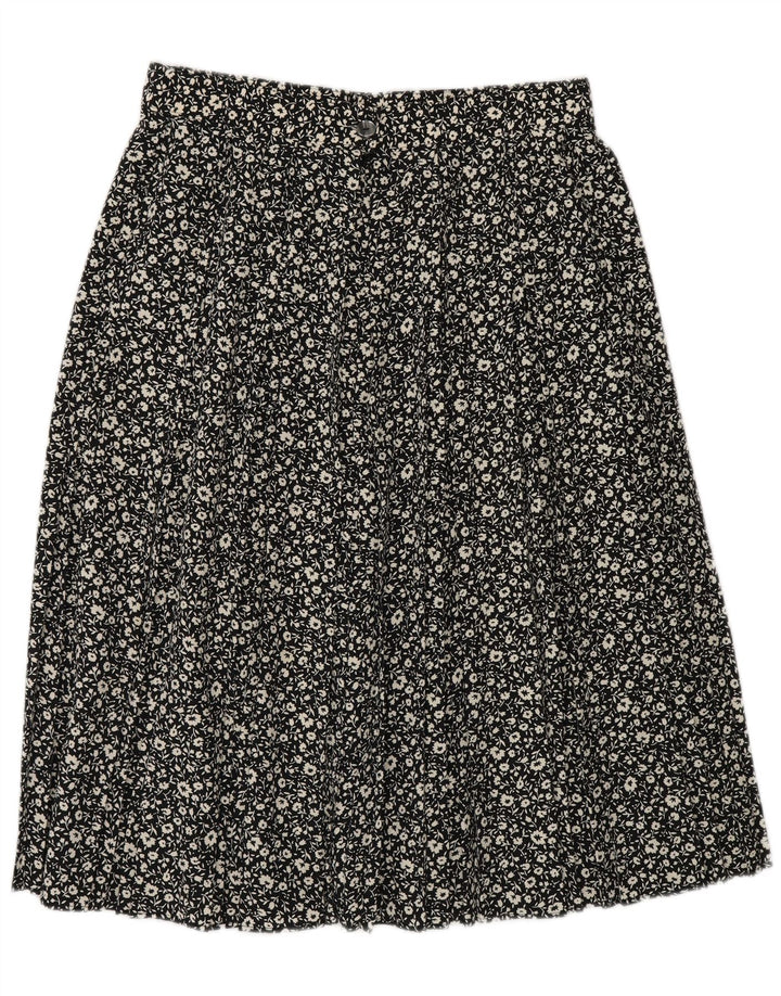 Gonna a trapezio da donna St Michael UK 16 grande W30 poliestere floreale nero