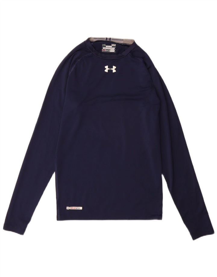 Under Armour Mens Heat Gear Top manica lunga grande blu navy