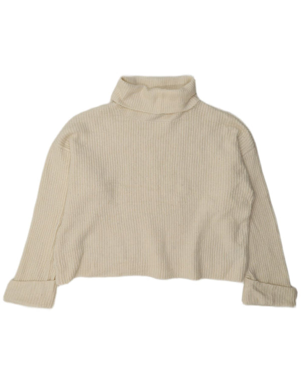 Maglione corto da donna Marks & Spencer con collo alto UK 18 XL bianco sporco