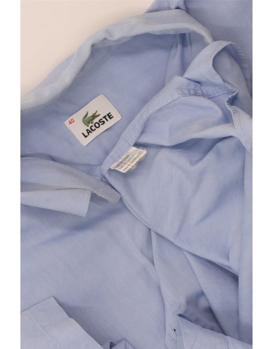 Camicia a maniche corte da uomo Lacoste taglia 40 in cotone blu medio