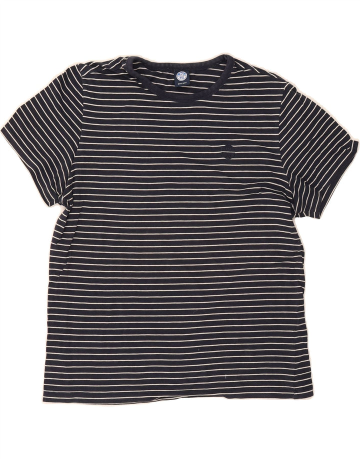 NORTH SAILS Mens T-Shirt Top Medium Navy Blue Striped Cotton Vintage North Sails and Second-Hand North Sails from Messina Hembry 