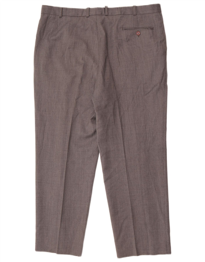 Pantaloni da abito dritti da uomo Marks & Spencer W40 L29 Lana grigia