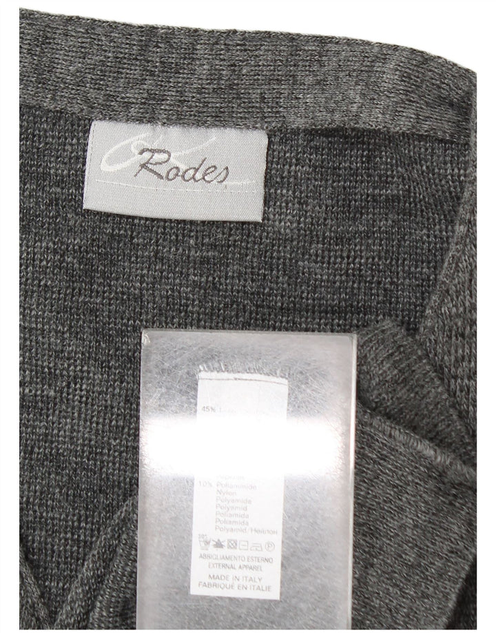 Maglione cardigan senza maniche da uomo Rodes, lana a righe grigie grandi