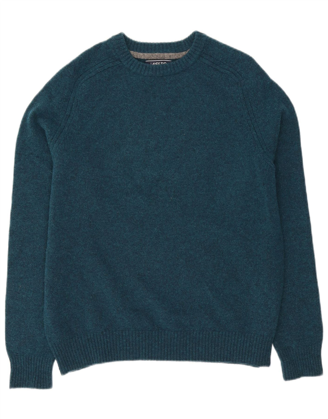 Maglione maglione girocollo da uomo Lands End grande lana blu