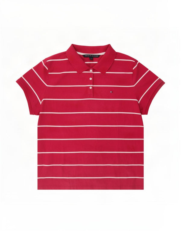 Polo da donna Tommy Hilfiger UK 20 2XL cotone a righe rosse