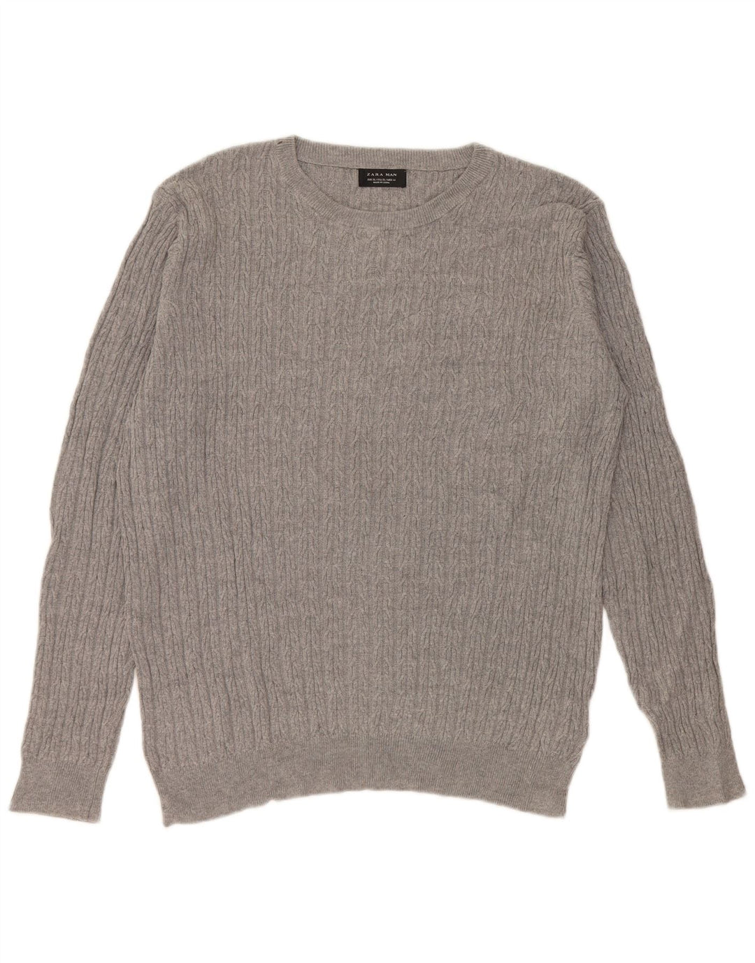Maglione maglione girocollo da uomo Zara XL in cotone grigio