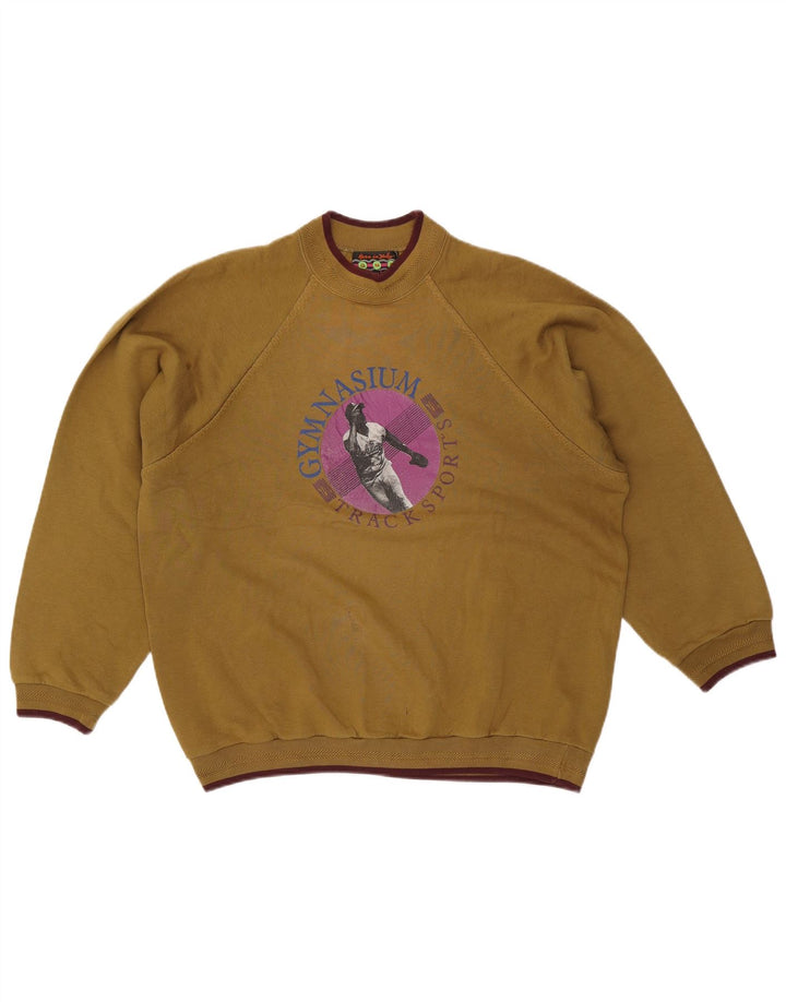 Felpa grafica da uomo vintage maglione XL kaki
