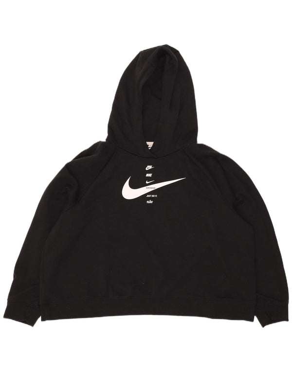 Felpa con cappuccio oversize con grafica Swoosh da donna Nike UK 20 2XL Nera