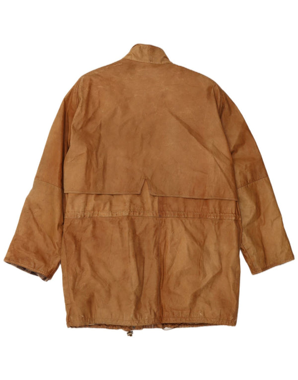 Cappotto in pelle da donna VINTAGE UK 16 Grande pelle beige