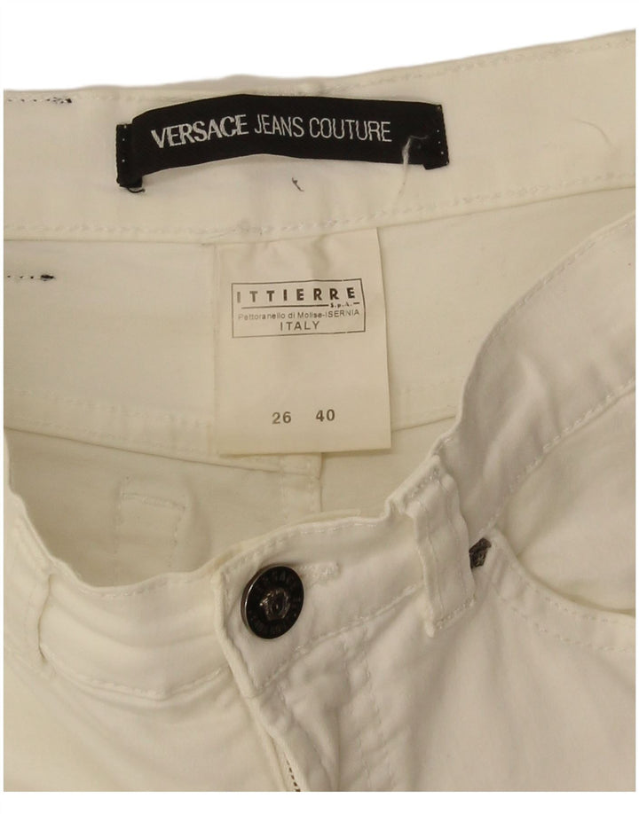 Pantaloni casual Bootcut da donna Versace IT 40 Small W26 L33 Cotone bianco