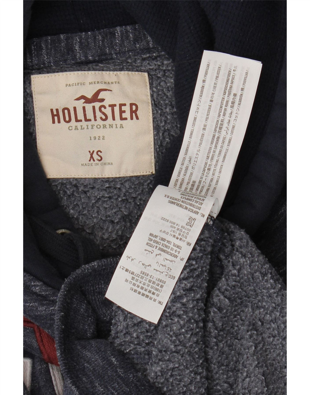 Maglione con cappuccio grafico da uomo HOLLISTER XS in cotone color block blu navy