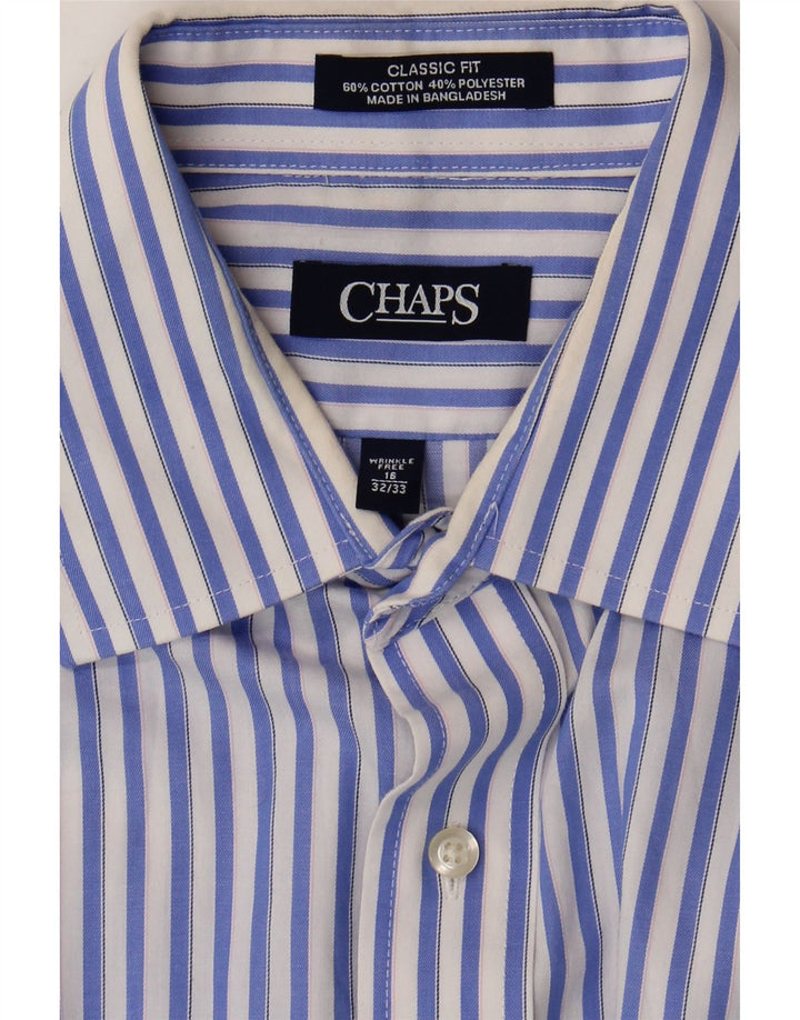 Camicia Chaps da uomo vestibilità classica taglia 16 grande cotone a righe blu