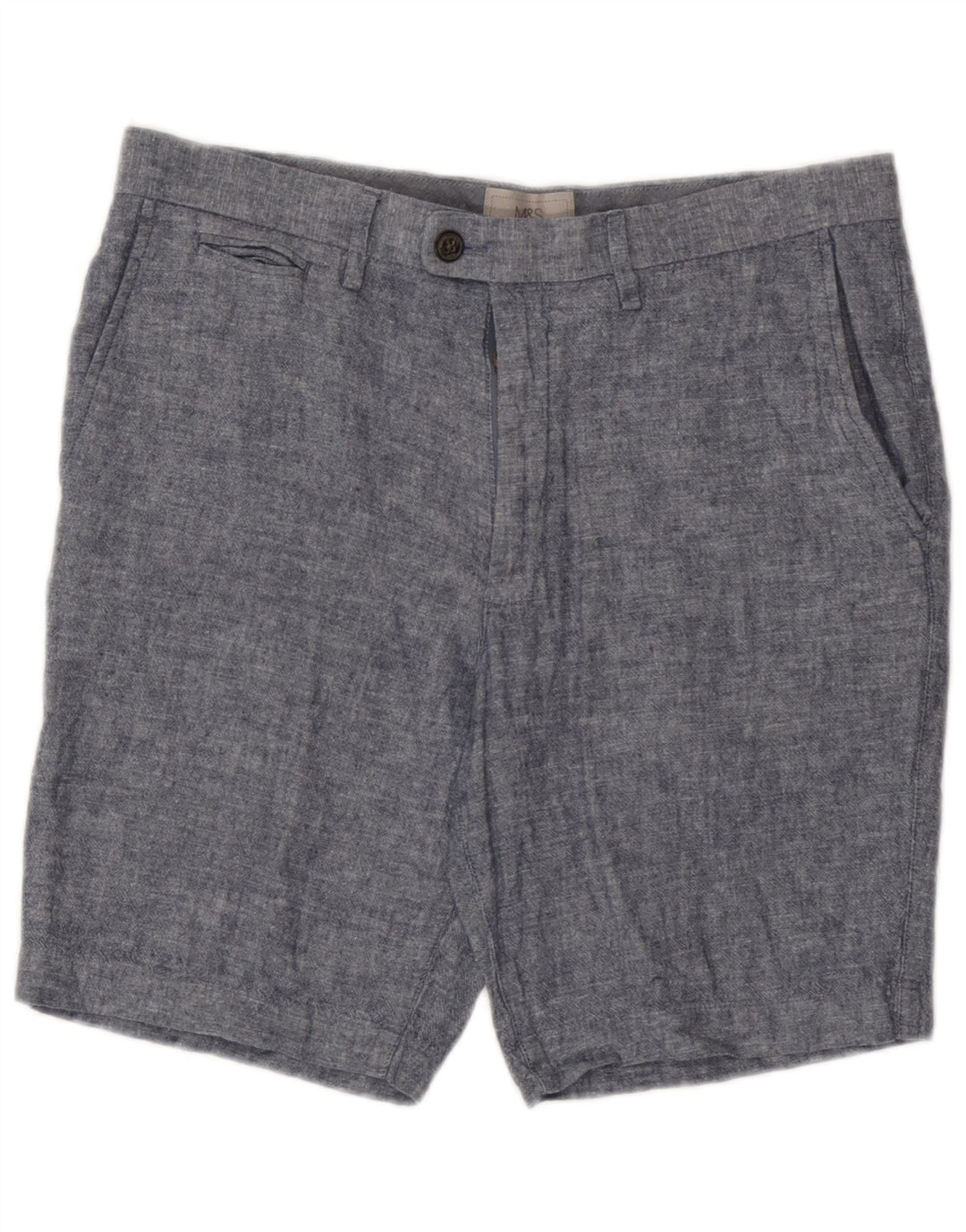 Pantaloncini chino da uomo Marks & Spencer W32 lino blu medio