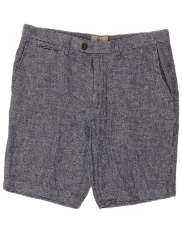 Pantaloncini chino da uomo Marks & Spencer W32 lino blu medio