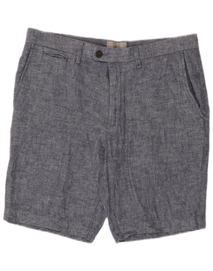 Pantaloncini chino da uomo Marks & Spencer W32 lino blu medio