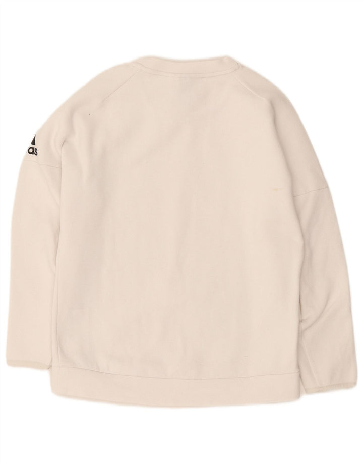 Felpa grafica da donna Adidas Jumper UK 12/14 Cotone bianco medio