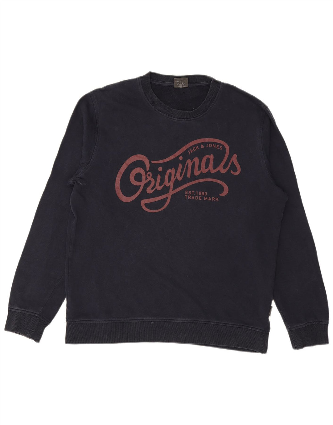 JACK & JONES Felpa con grafica da uomo Maglione grande in cotone blu navy