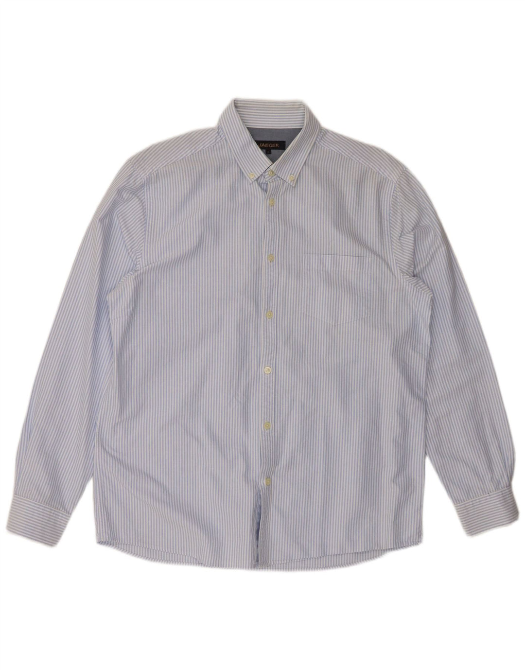 JAEGER Camicia Uomo Large Blu Gessato Cotone