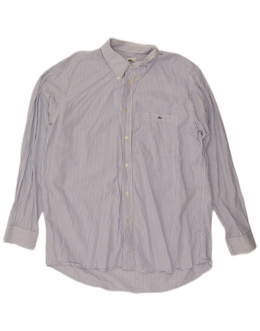Camicia da uomo LACOSTE taglia 42 grande cotone gessato blu