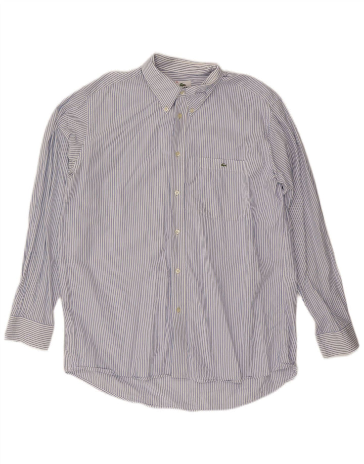 Camicia da uomo LACOSTE taglia 42 grande cotone gessato blu
