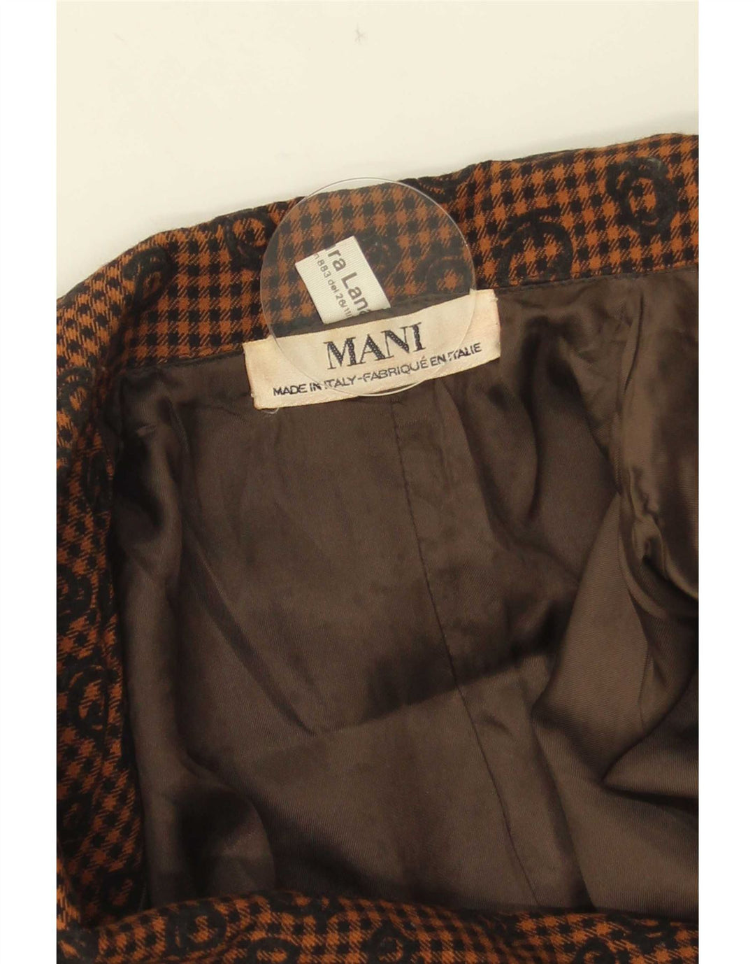 Giacca blazer a 2 bottoni da donna MANI IT 42 in lana a quadretti marrone medio