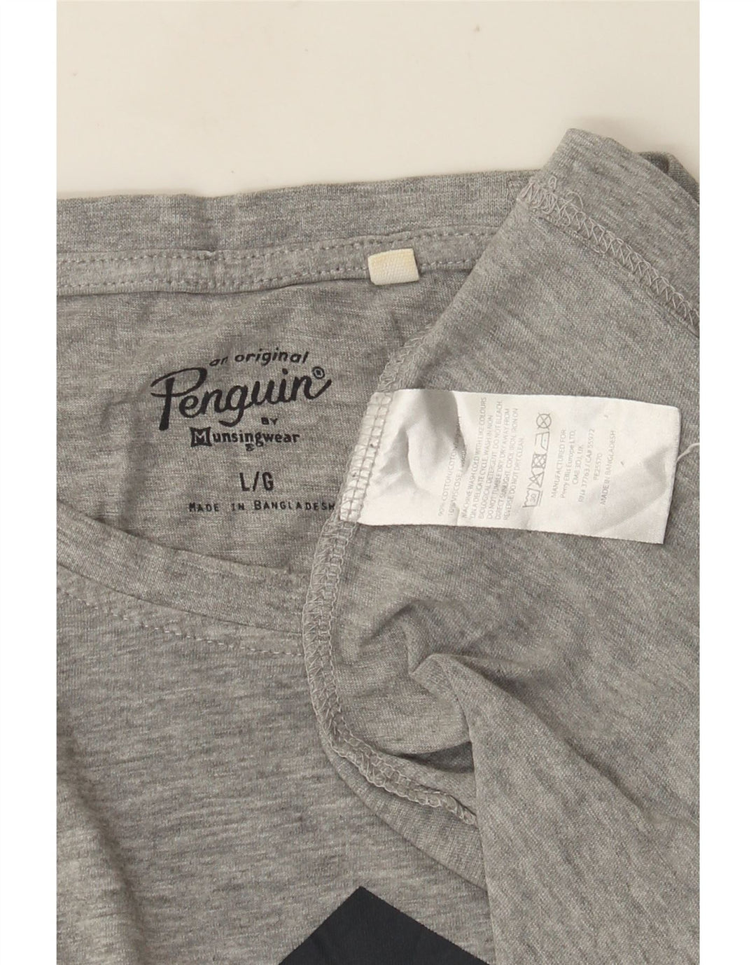 T-shirt grafica da uomo Penguin Top grande in cotone grigio
