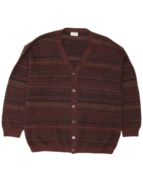 Maglione cardigan da uomo Rodes 2XL lana geometrica marrone