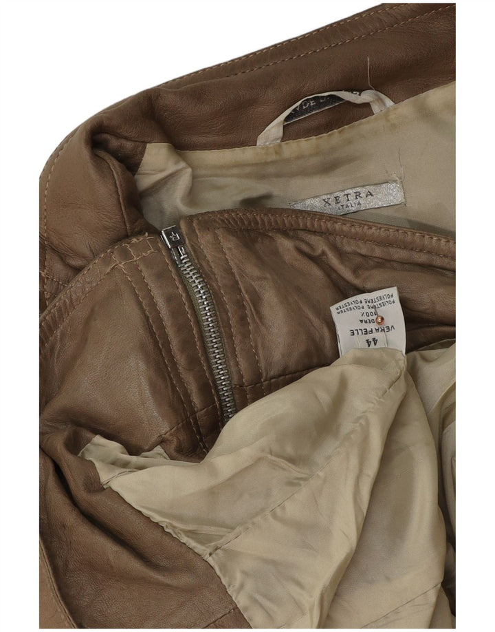 Giacca da motociclista in pelle corta da donna XETRA IT 44 Pelle beige medio