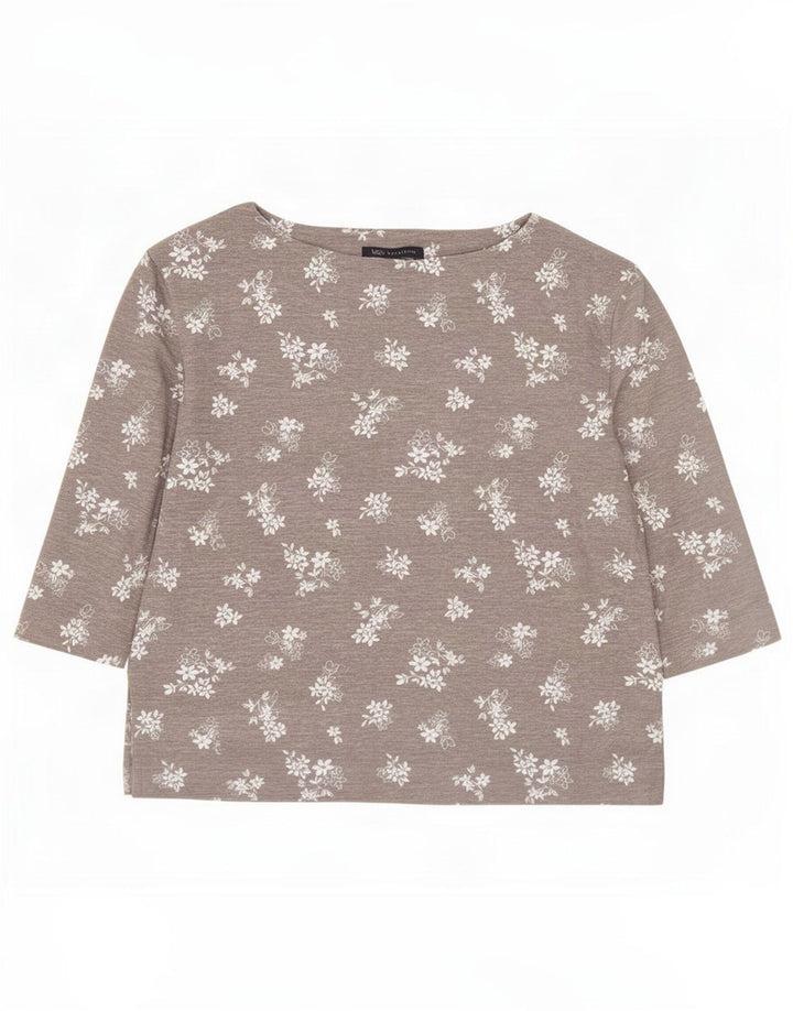 Marks & Spencer Top oversize da donna manica 3/4 UK 8 piccolo grigio floreale