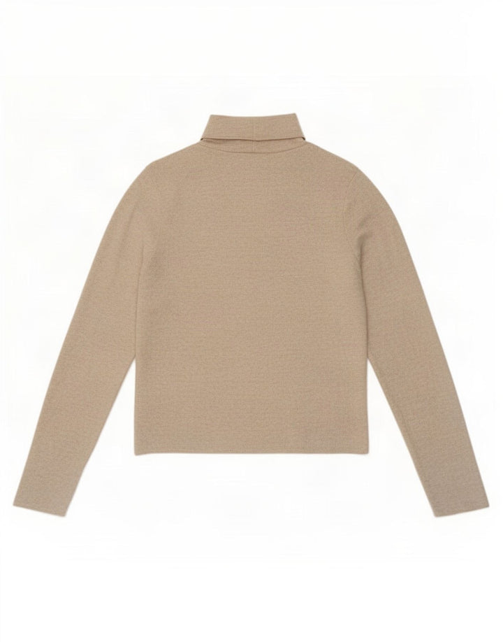 Top Zara da donna a maniche lunghe UK 14 grande poliestere screziato beige