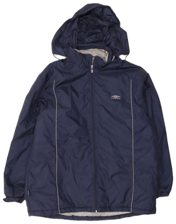 Giacca a vento con cappuccio grafico da uomo Umbro UK 42 XL Nylon blu navy