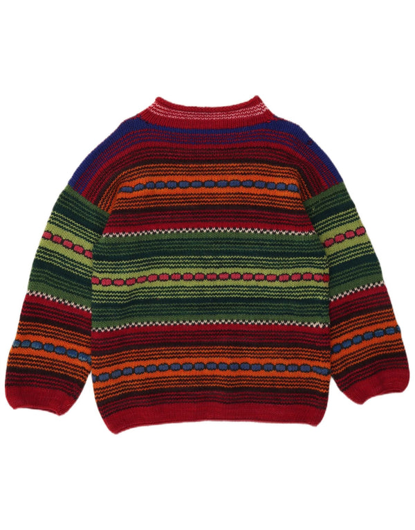 Vintage Womens Crew Neck Jumper Sweater UK 14 Large Multicoloured Striped