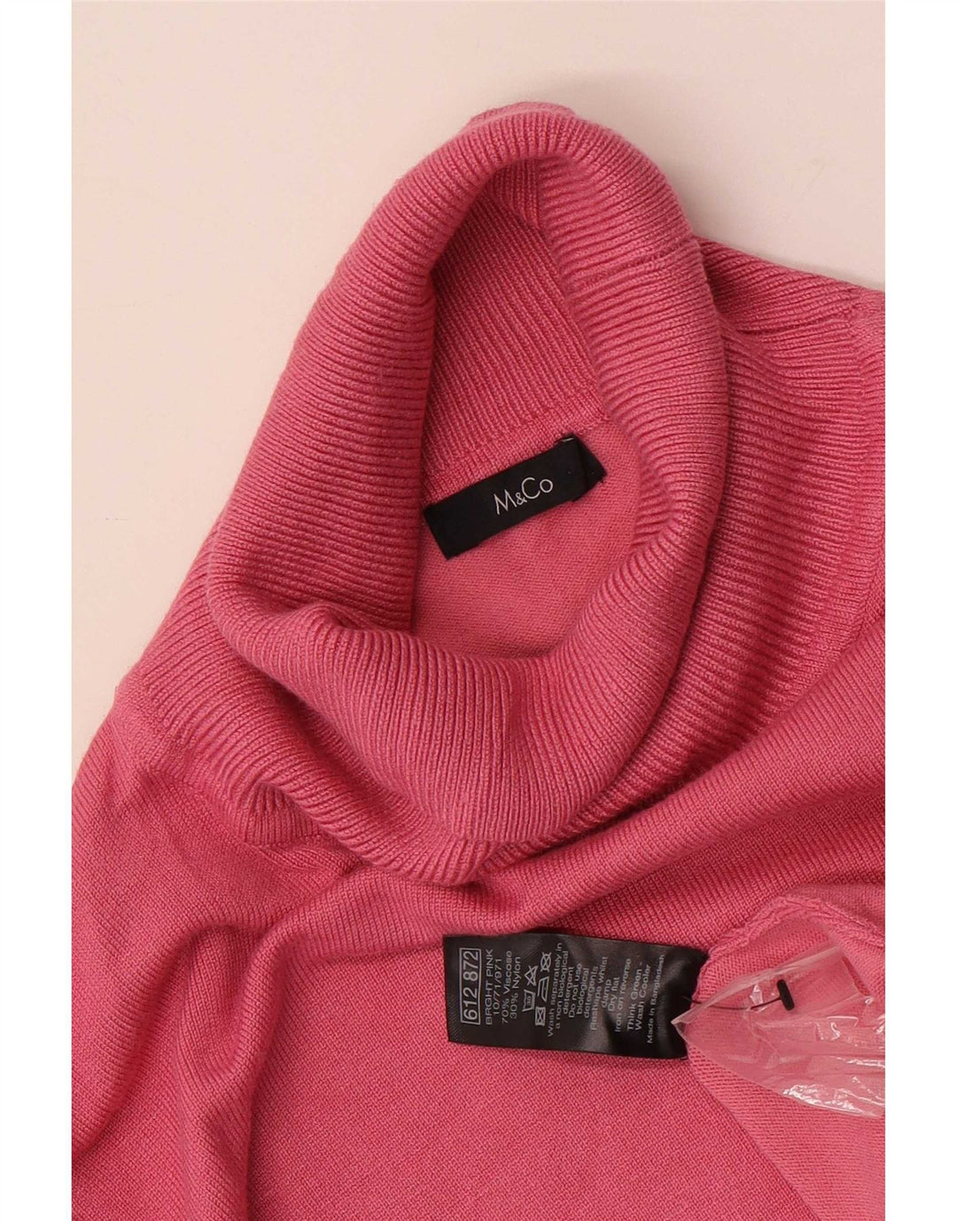 Maglione maglione a collo alto da donna M&Co UK 16 grande viscosa rosa