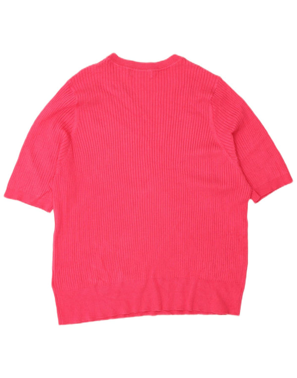 Maglione da donna Marks & Spencer a maniche corte con scollo a barca UK 24 4XL Rosa