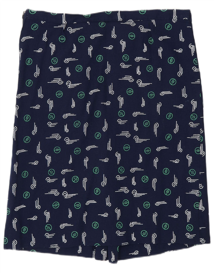 Gonna longuette vintage da donna con motivo astratto grande W32 blu navy