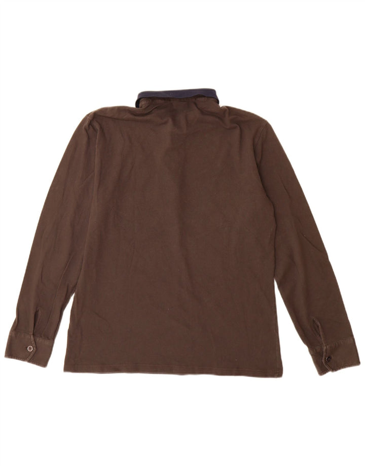 Polo da rugby da uomo a maniche lunghe Fred Perry in cotone marrone medio