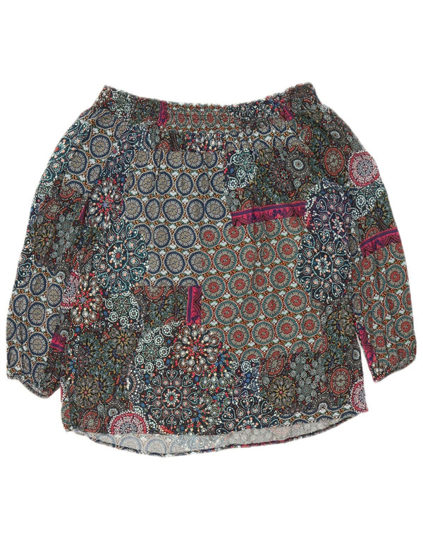 Desigual Top da donna con maniche a 3/4 e spalle scoperte UK 6 XS multicolore floreale