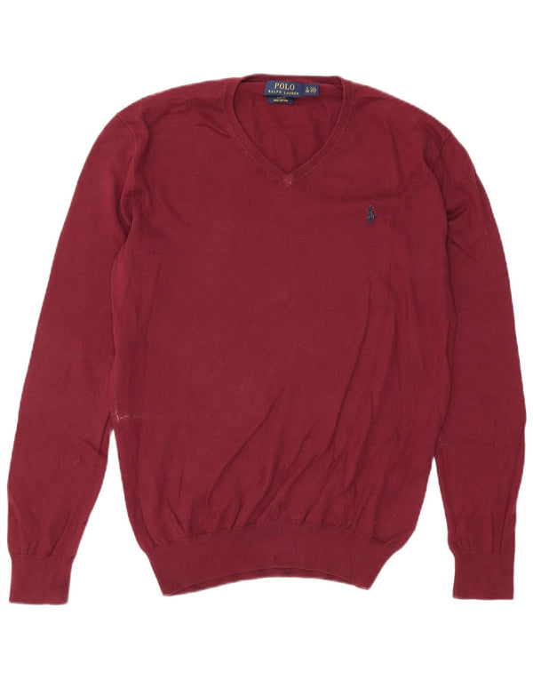 Polo Ralph Lauren Maglione da uomo slim fit con scollo a V piccolo in cotone bordeaux
